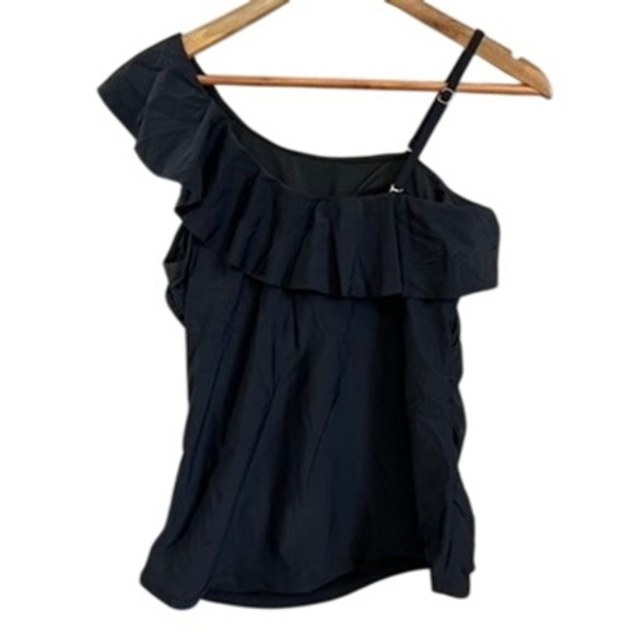 Yonique Black One Shoulder Ruffle Tankini Swim Top Women's Size M‎ - Picture 6 of 6